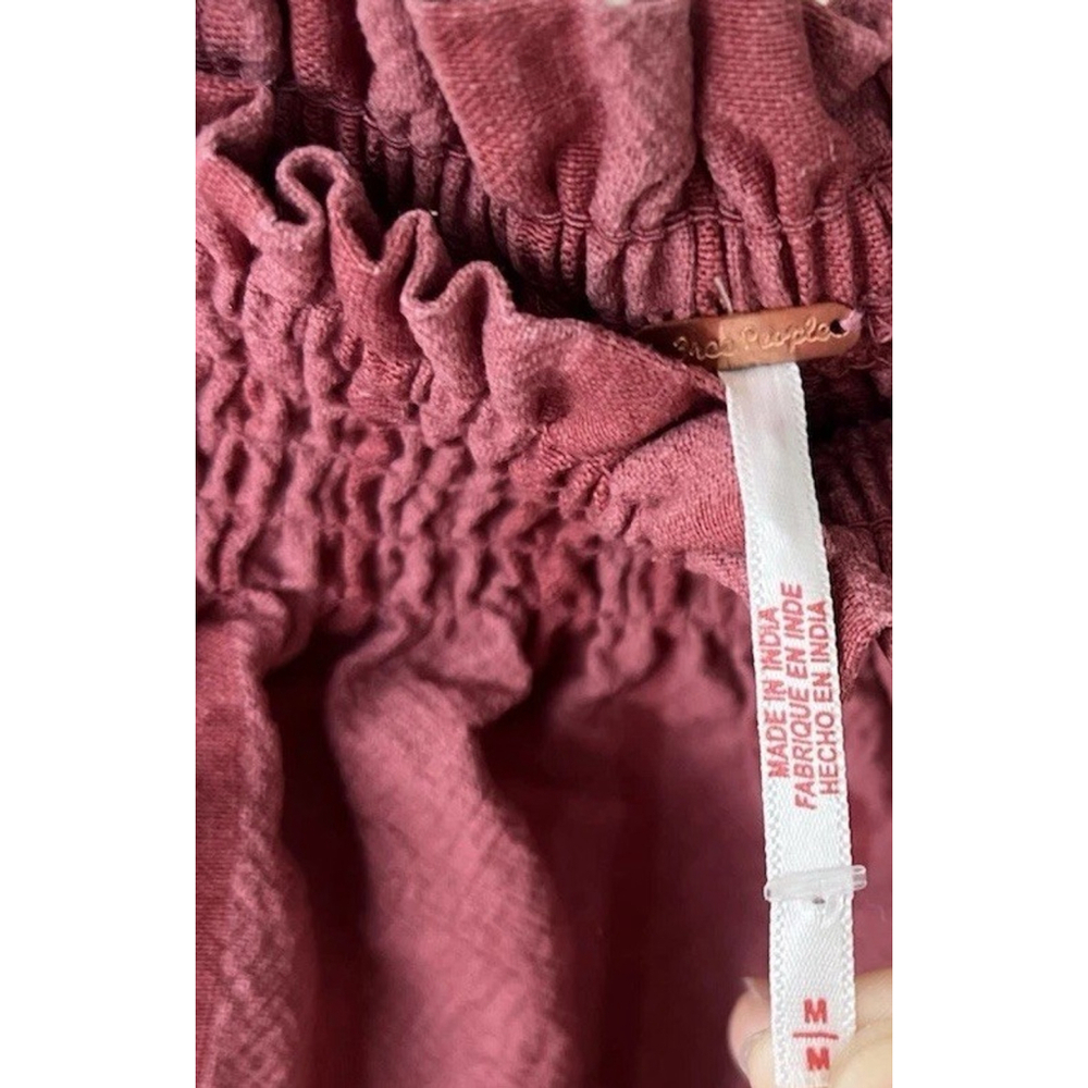 Free People Moana Stripe Puff Sleeve Mini Dress Medium Babydoll Square Neck - Picture 6 of 7